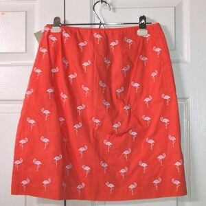 Talbots Pink Flamingo Embroidered Skirt | Size 10